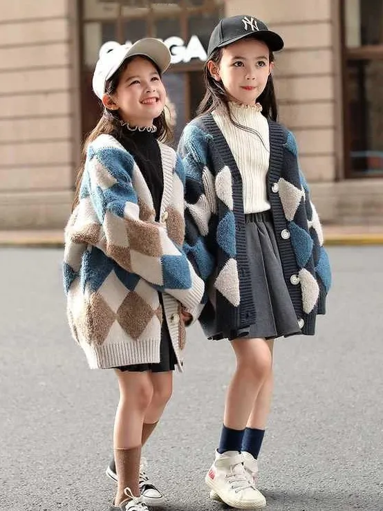 Such A Scholar Diamond Plaid Oversized Cardigan