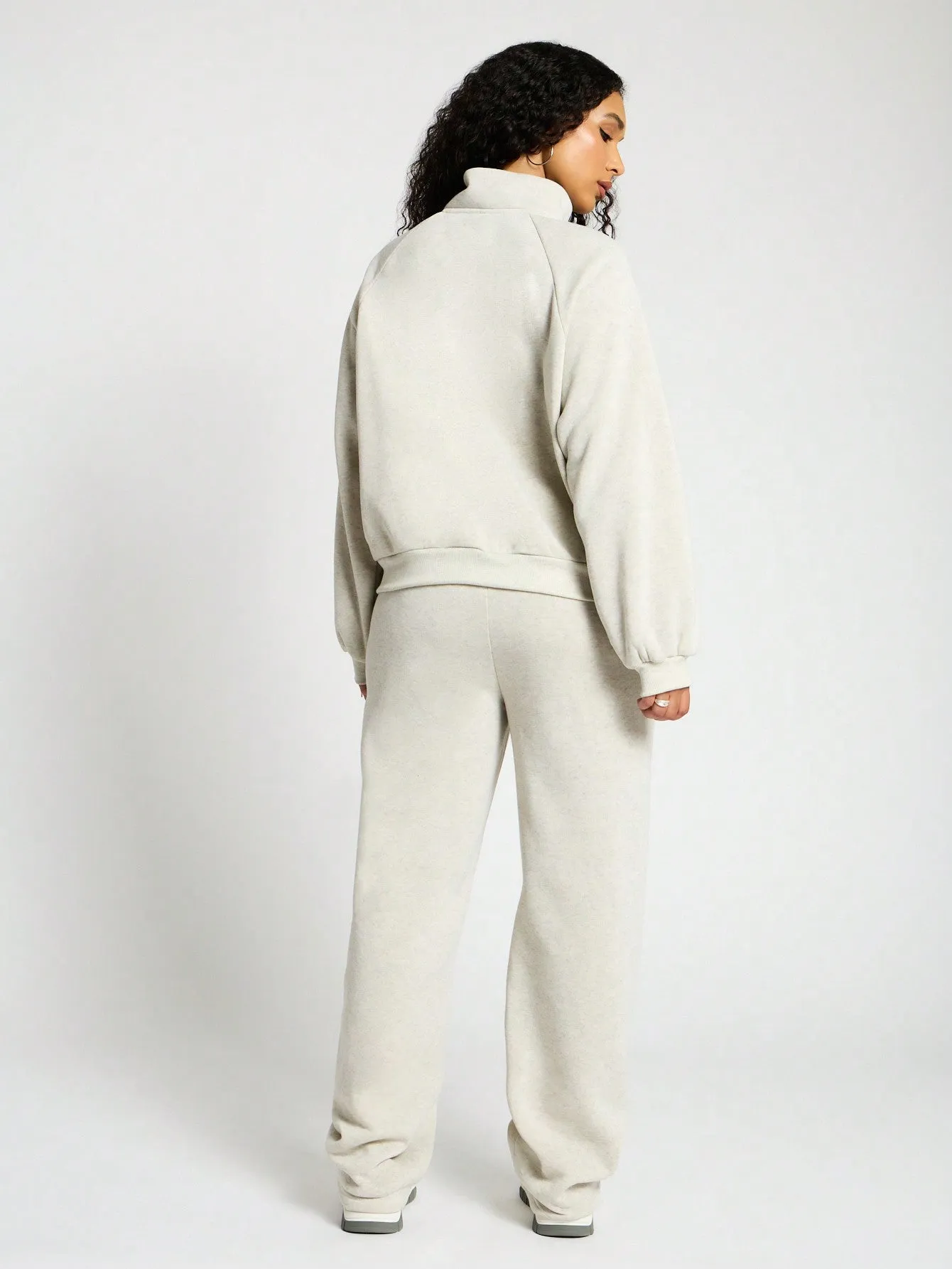 SUMWON WOMEN Zip Thru High Neck Sweat And Straight Leg Jogger Set