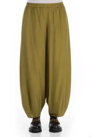 Taper Olive Silk Bamboo Trousers