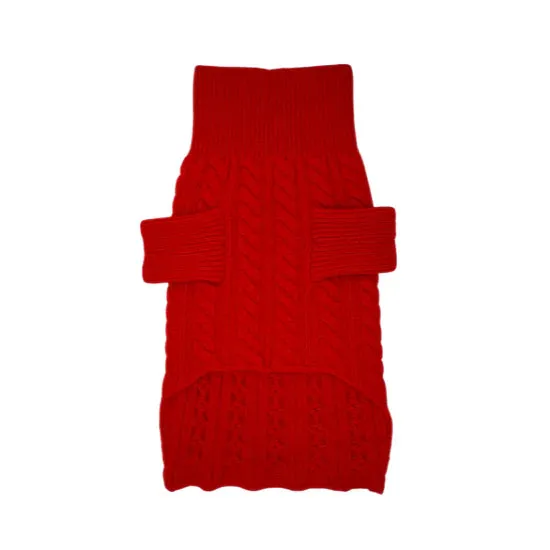 The Rufus Cashmere Turtleneck Pet Sweater - Red