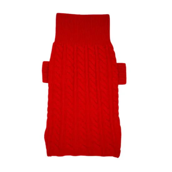 The Rufus Cashmere Turtleneck Pet Sweater - Red