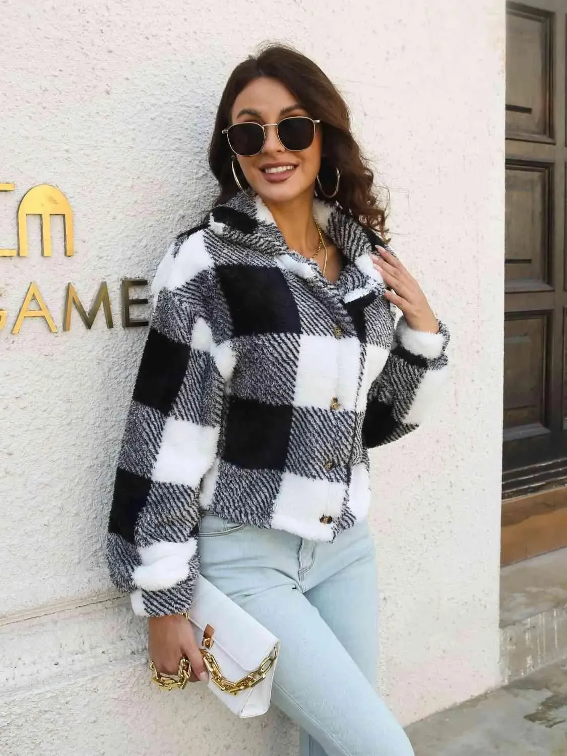 Trendy Plaid Jacket for Women | Stylish Dropped Shoulder Design