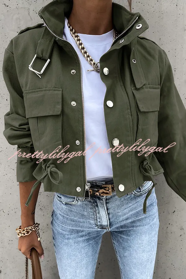 Unique Stylish Printed Casual Pocket Statement Jacket