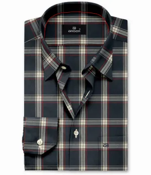 Vegas - Charcoal With Light Gray Checked Shirts For Mens | Ariser