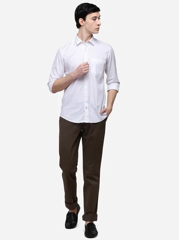 White Smart Fit Solid Casual Shirt | Greenfibre