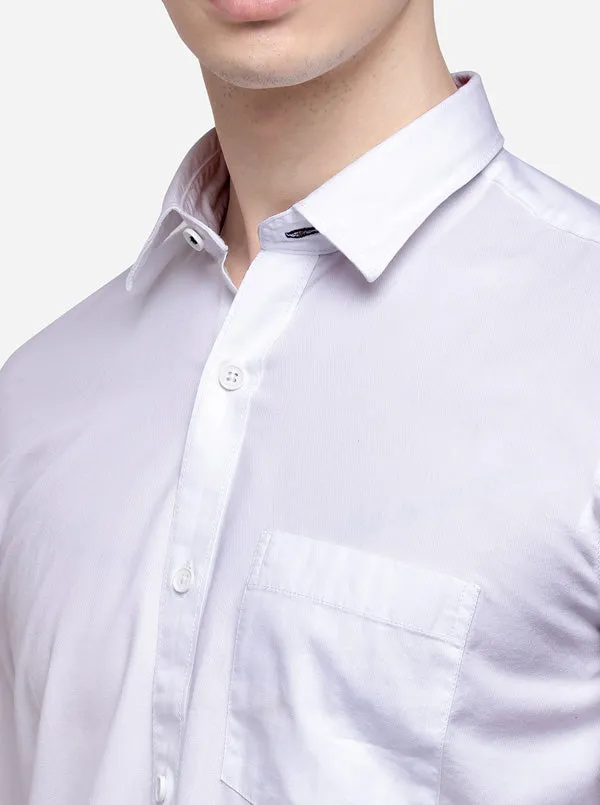 White Smart Fit Solid Casual Shirt | Greenfibre