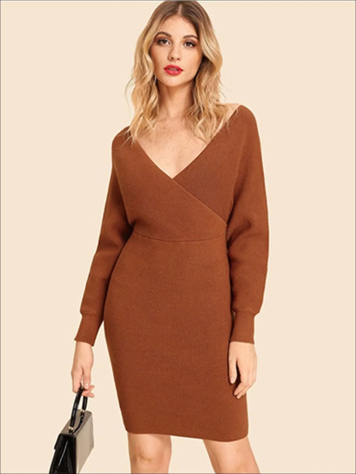 Women's Knit Batwing Casual Sweater Dress