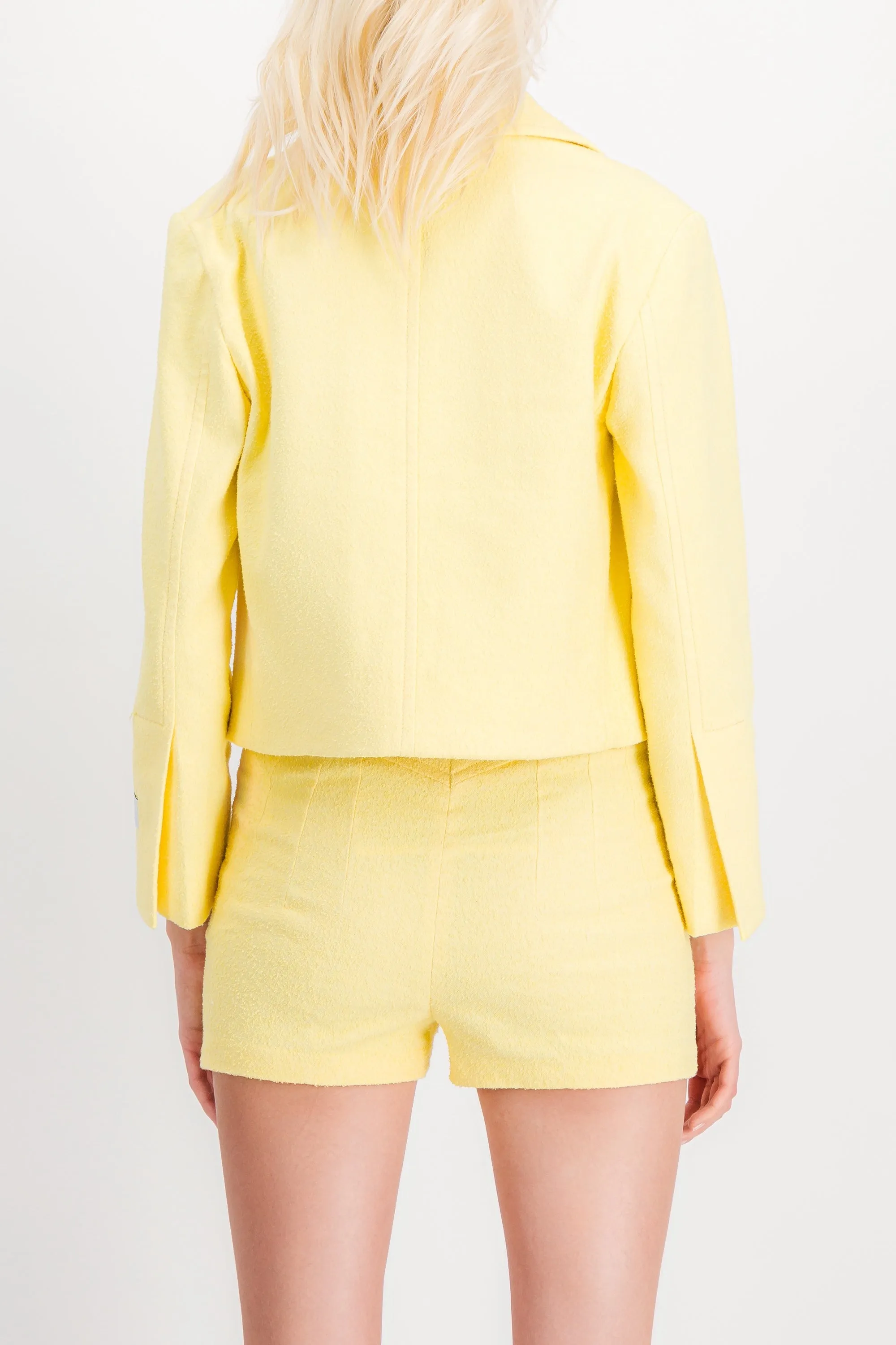 Yellow tweed tailored short jacket