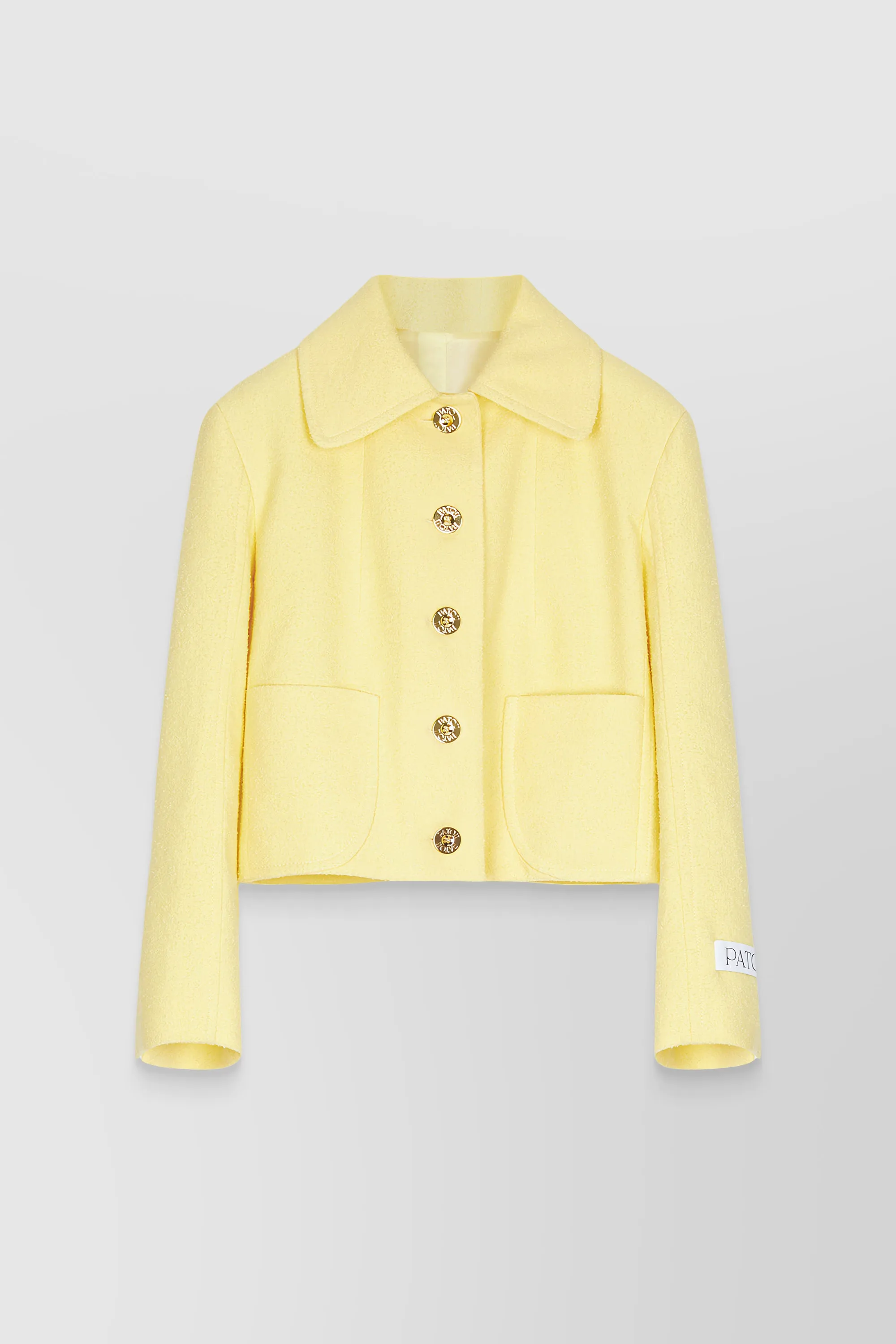 Yellow tweed tailored short jacket