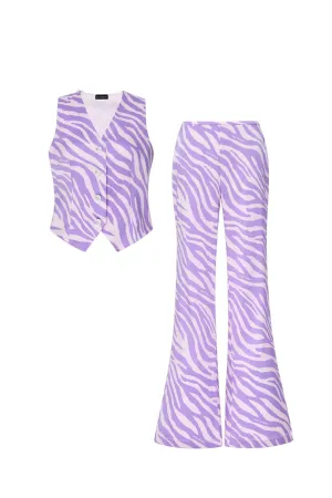 Zebra Print Crystal Purple Pyjama Set